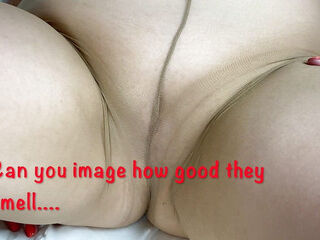 Mrs Mature Feet wearing her aged Tan Pantyhose