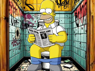 Married Housewife Gets poked In A Public messy Restroom. Cartoon. Simpsons Parody.