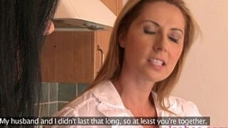 Lesbea HD Busty cougar mansion wife hotwife on spouse with crazy mature mom