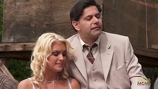 Villagers throw a soiree with the bi light-haired and brown-haired milfs by having anal group sex