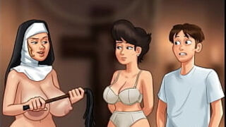 Summertime Saga - Church MILF caught pummeling herself with police Baton