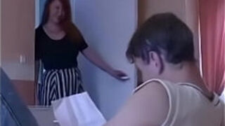 Amateur big-chested mature step