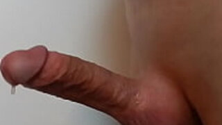 Male ejaculation with hefty cum shot after cute schlong growing