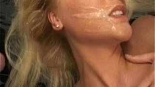 Blonde unexperienced girlfriend home group sex with facials