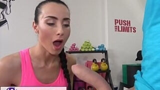 Fitness apartments splendid perspiring youthful gym gal with six pack pov deep throat and fucking