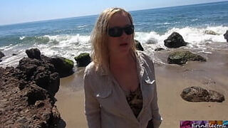 Fucking from the rear on a public beach &lpar;POV&rpar; - Erin Electra