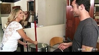 Horny blond MILF Angela Attison is penetrated anally by her customer