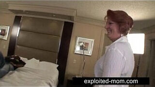 Old housewife smashing her ebony lover in Interracial Video