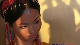 Massage bedrooms steaming Thai masseur takes firm cock in her pierced pussy