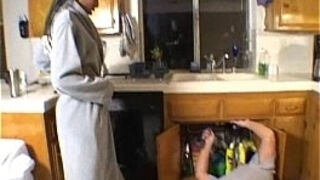 EasyDater - Plumber pummels the housewife and gets caught in the act