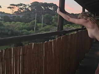 Cute blondie MILF spending time in naturist hotel