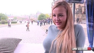 Slender blonde Candy Alexa first-ever time tearing up in public