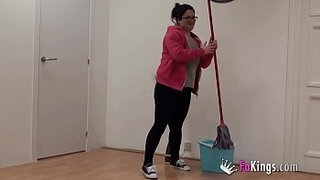 Cleaning gal was tidying up our studios&comma; but Julius was waiting for her