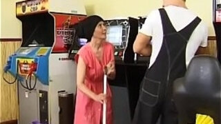 Muscle dude nails Ugly Granny