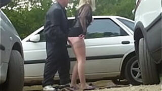 Housewife dogging with strangers