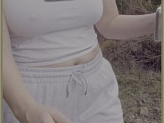 Wifey makes an impression in public topless flashing