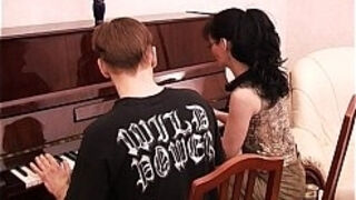 Mature insatiable Piano schoolteacher drilling Her Student