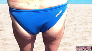 Do you like cocks and buttocks sticking out of your swimsuit? ? Masturbation, handjob, ejaculation,