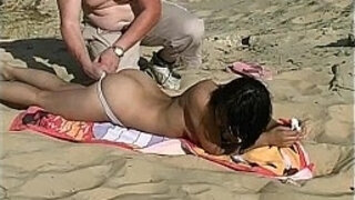 Brunette teenie smashed at beach