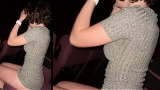 Thrilling Cinema Quickie&colon; Risky Public orgy at the Cinema