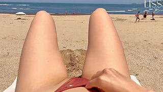 Stranger crams my throat on public beach