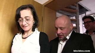 Skinny German grandmother dual banged hardcore