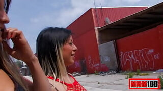 2 red-hot spanish femmes fellating and plowing in public place &comma; fine threesome