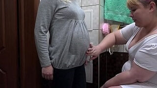 A nurse makes for a knocked up milf milky enema in unshaved cooter and gropes her vagina&period; Procedures unexpectedly end in orgasm&period;