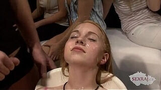 18yo Veronika with 50 folks in bukkake gangbang Part 2