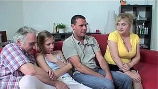 Foursome fuck-fest with big-titted granny