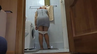 Step mummy took off her underpants and let a meatpipe into anal