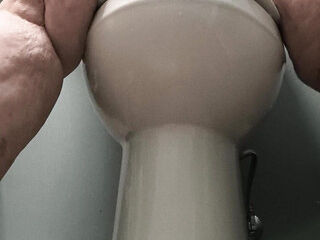 Fucking large bitch Over Toilet hammer the Flusher She's a Gusher