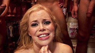 Ass Fucking Gang Bang&excl; Blonde gets Pounded in all 3 Holes&period; Massive Triple Facial & Swallowing&excl;