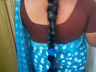 Long hire Indian Aunty uber-cute knockers show