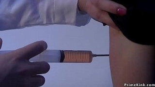 Hysterical patient ass-fuck pummels doctor