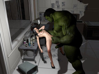 Hot cougar pummeled By Green Monster jizz-shotgun and Creampied
