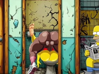 The Simpsons porno Parody: spectacular Cheating wifey Marge Lets a ebony man tear up Her In The Public Toilet