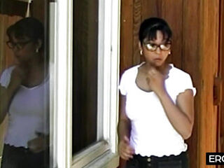 Cleaning gal observes him poke his stepmom