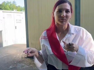 Brunette graduate got caught swallowing and got punished