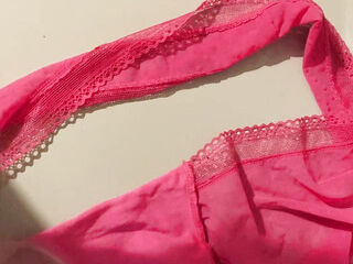 Heavy jizz flow into wife's panties