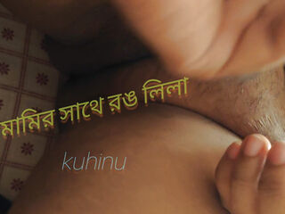 Deshi Aunty finger-banging muff with drill butt hole