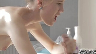 Sexy teen babe sucks and fucks at the massage table