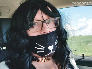 Dildo Ride, Risky Flashing, eyes covered for Passing Cyclists and Cumshot